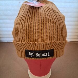 Bobcat Adult Amber Colored Beanie Ribbed Knit OSFM